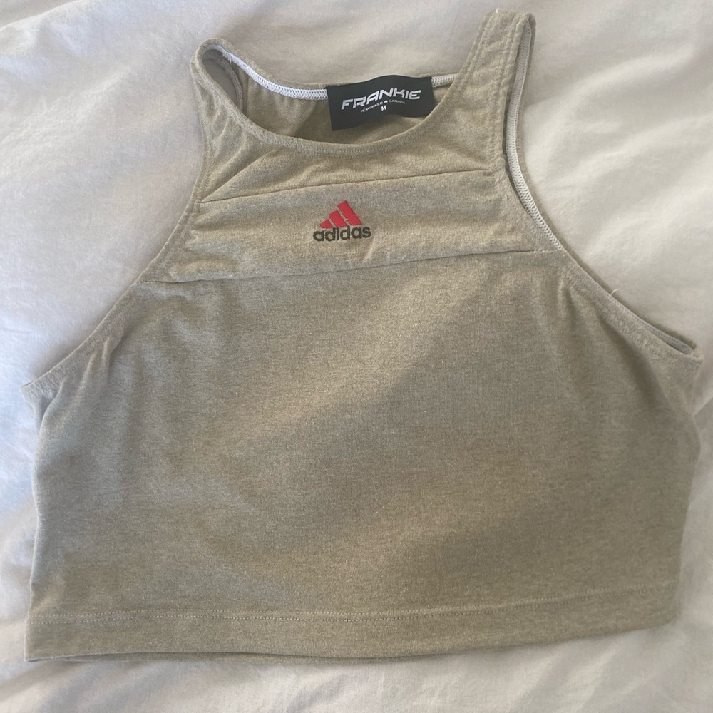 Frankie Collective‎ Reworked Adidas Tan Sleeveless Crop Top Size Medium